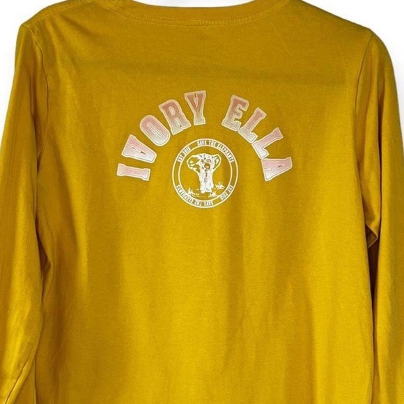 IVORY ELLA 🐘 YELLOW PINK ORGANIC COTTON LONG SLEEVE ELEPHANT T-SHIRT Women’s XXL - Picture 3 of 13